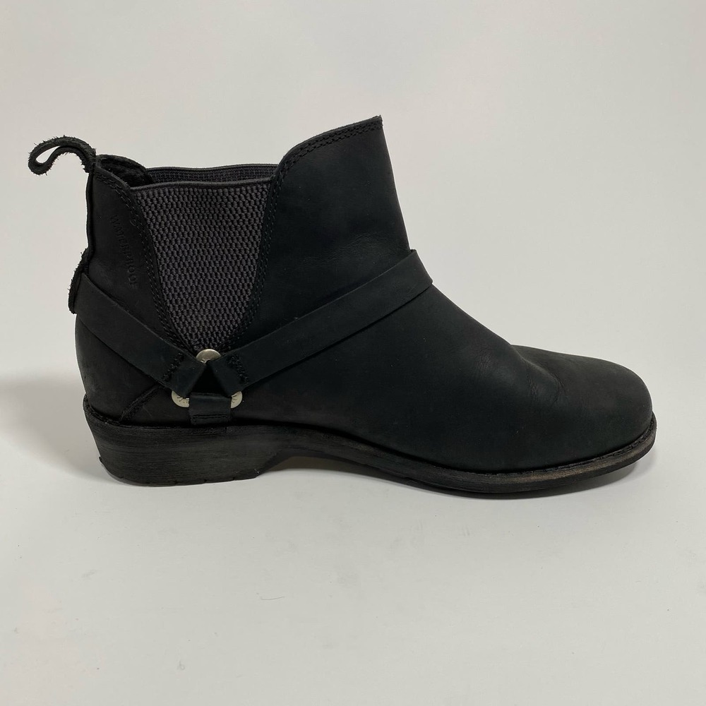 Teva De La Vina Black Waterproof Leather Chelsea Harness Ankle Boot size 7.5